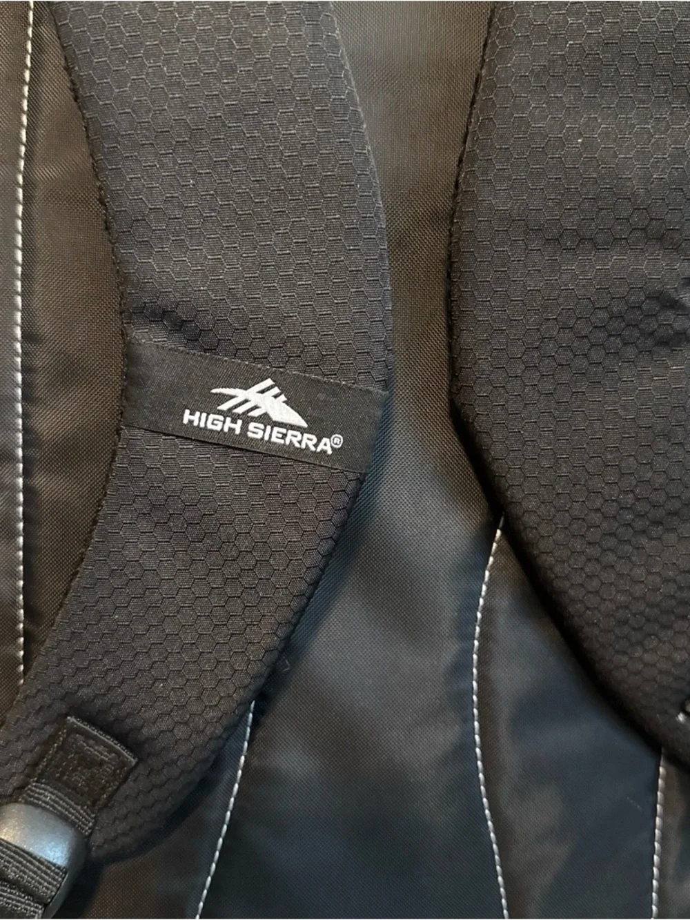 High Sierra Black and Gray Backpack with Blue and Orange Logo